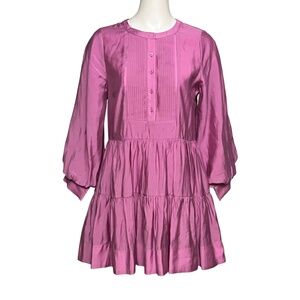 Hyacinth House Tuckernuck AMIE Mini Dress Magenta Fuchsia Pink Tiered Size M